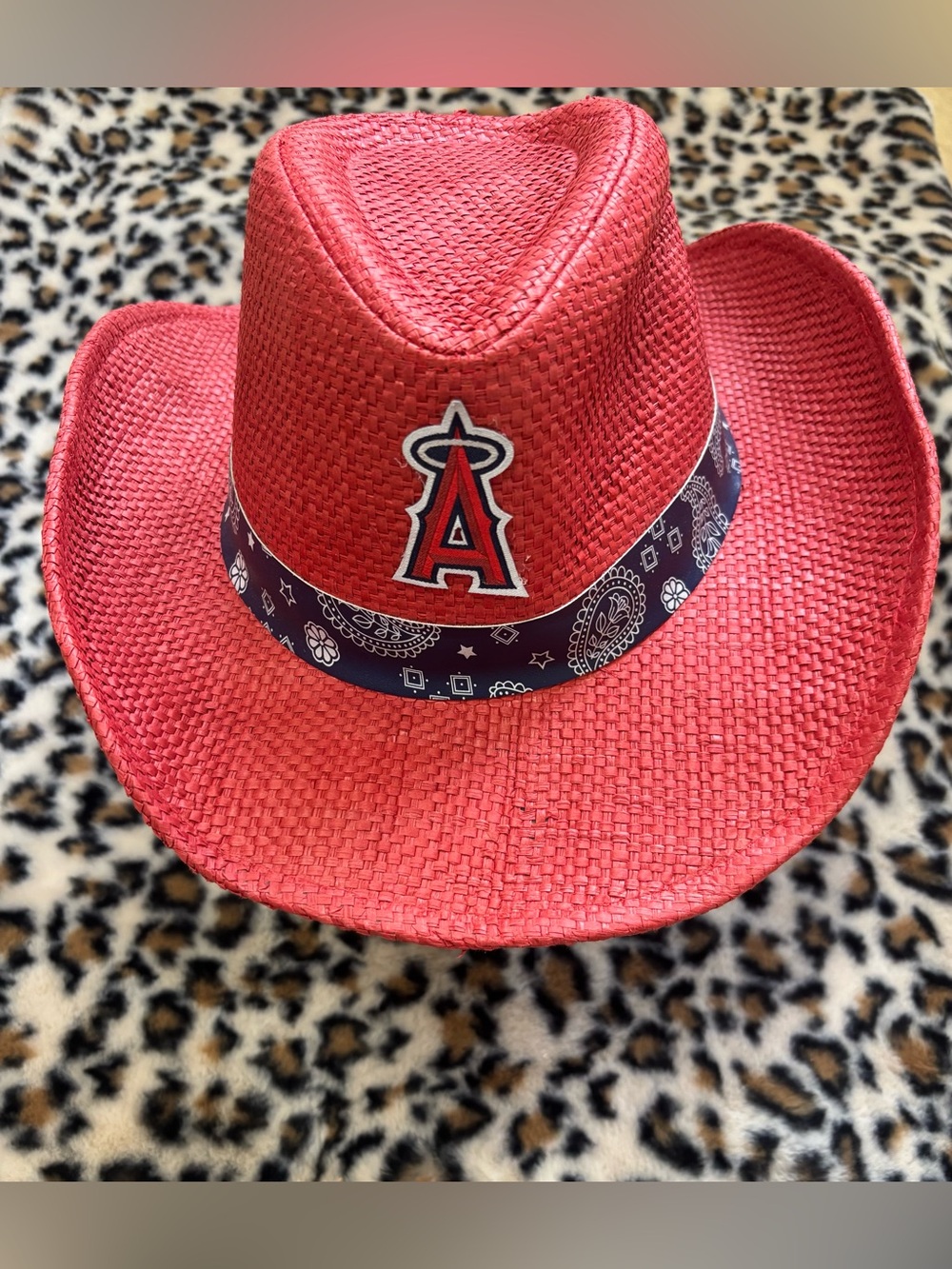 Los Angeles Angels Red Straw Cowboy Hat with Band